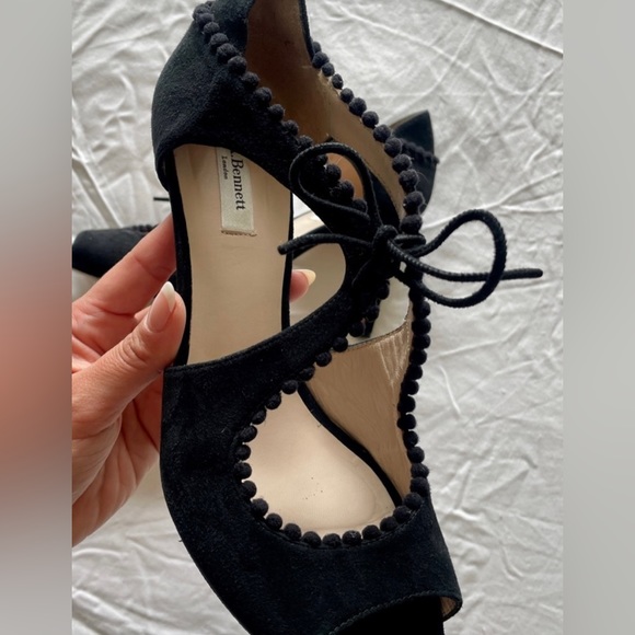 L.K.BENNETT | Ellena Black Suede Peep-Toe Heels, Size 9 - Picture 5 of 8